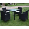5 pcs conjunto jantar exterior com almofadões vime PE preto 1