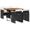 Set de muebles jardín 5 pzas con cojines ratán sintético negro 2