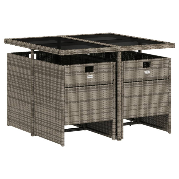 Set comedor de jardín 5 piezas con cojines ratán sintético gris M 3