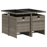 Set comedor de jardín 5 piezas con cojines ratán sintético gris 3