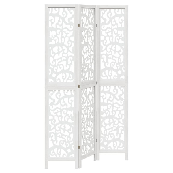 Biombo separador de 3 paneles madera maciza Paulownia blanco M 2
