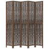 Biombo c/ 5 painéis madeira de paulownia maciça castanho-escuro 4