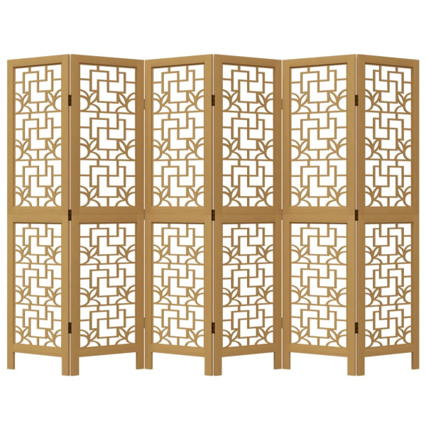 Biombo c/ 6 painéis madeira de paulownia maciça castanho M 4