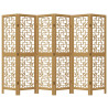 Biombo separador de 6 paneles madera maciza paulownia marrón 4