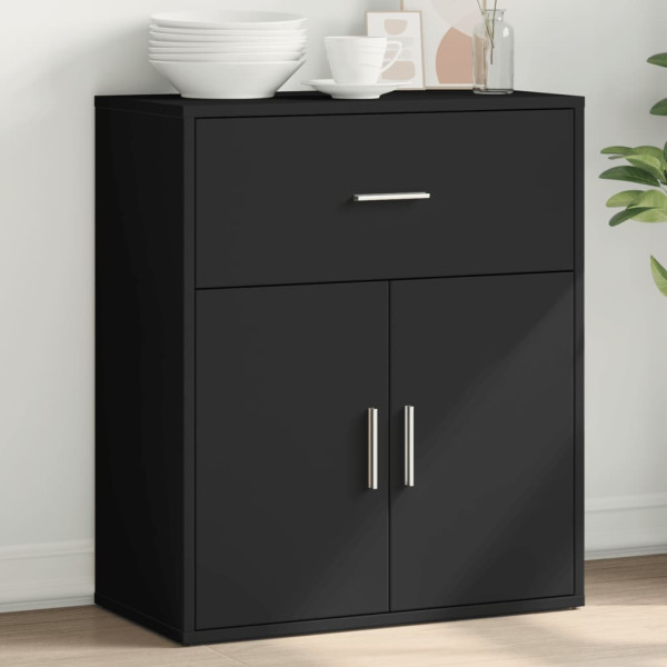 Aparador de madera de ingeniería negro 60x31x70 cm D