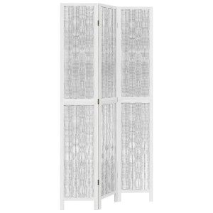 Biombo separador de 3 paneles madera maciza Paulownia blanco H