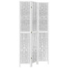 Biombo separador de 3 paneles madera maciza Paulownia blanco 2