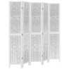 Biombo separador de 5 paneles madera maciza Paulownia blanco 2