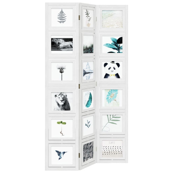 Biombo separador de 3 paneles madera maciza Paulownia blanco M 4