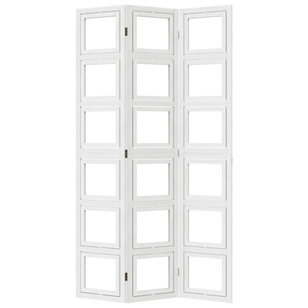 Biombo separador de 3 paneles madera maciza Paulownia blanco M 5