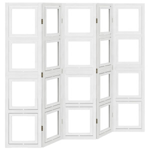 Biombo separador de 5 paneles madera maciza Paulownia blanco H