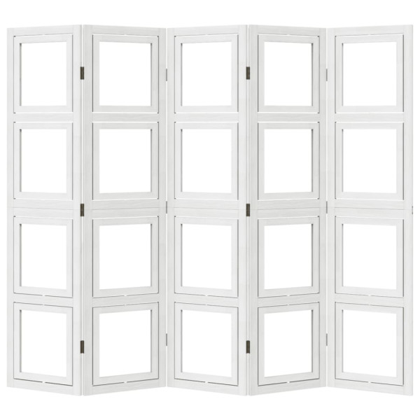 Biombo com 5 painéis madeira de paulownia maciça branco M 5