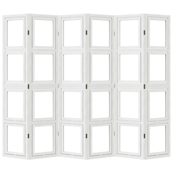 Biombo separador de 6 paneles madera maciza Paulownia blanco M 2