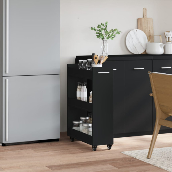 Armario con ruedas madera de ingeniería negro 60x22x79 cm M 3