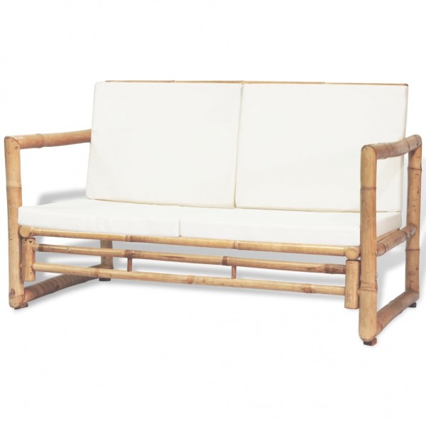 4 pcs conjunto lounge p/ jardim com almofadas bambu M 3