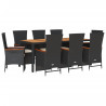 Set de comedor de jardín 9 pzas y cojines ratán sintético negro 2