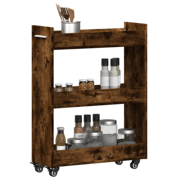 Armario con ruedas madera ingeniería roble ahumado 60x22x79 cm M 4