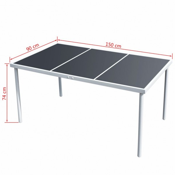Mesa de jardim 150x90x74 cm preto aço M 4