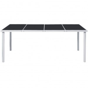 Mesa de jardín de acero negra 190x90x74 cm H