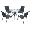 Conjunto de jantar para jardim 5 pcs 80x71 cm aço preto 1