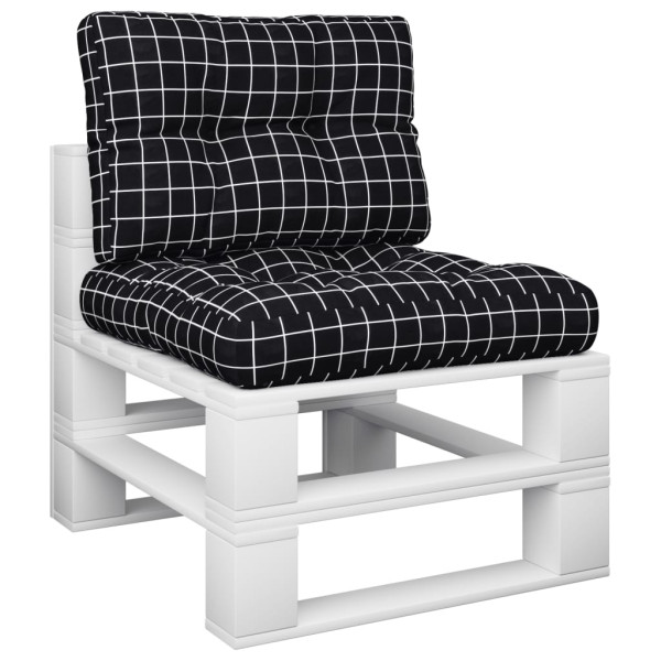 Acessórios para sofá de paletes 2 peças de tecido em quadros preto M 3