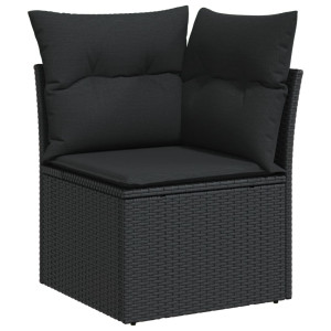 Set de muebles de jardín 5 pzas y cojines ratán sintético negro H