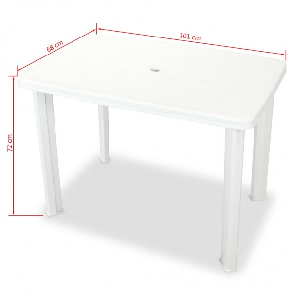 Mesa de jardim 101x68x72 cm plástico branco M 5