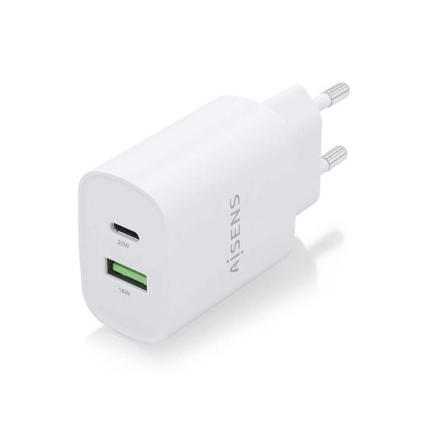 Cargador de pared aisens a110-0754/ 1xusb tipo-c/ 1x usb/ 20w M 2