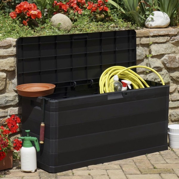 Caja de almacenamiento de jardín negra 117x45x56 cm M 3