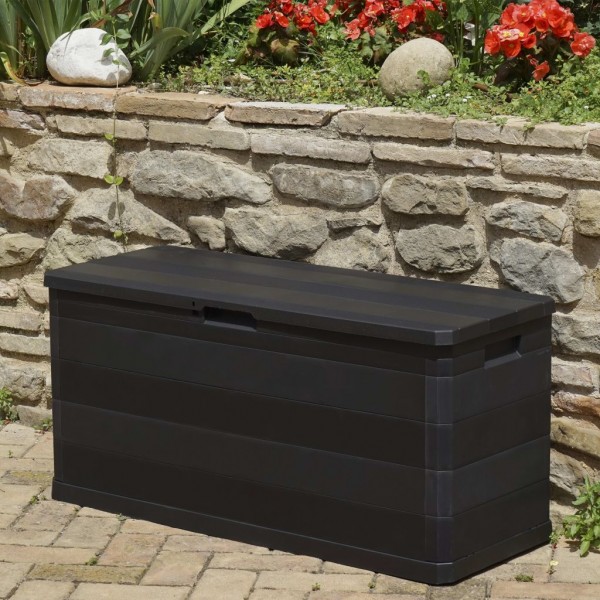 Caja de almacenamiento de jardín negra 117x45x56 cm M 5
