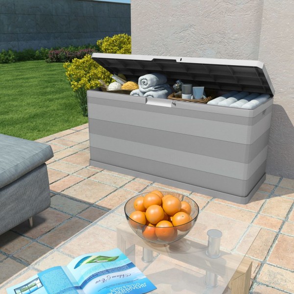 Caja de almacenamiento de jardín gris 117x45x56 cm M 2