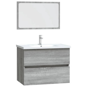 Set de muebles de baño 2 pzas madera contrachapada gris sonoma H