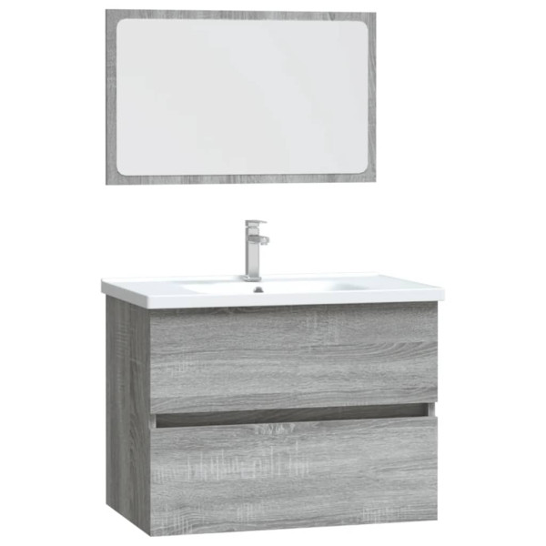 Set de muebles de baño 2 pzas madera contrachapada gris sonoma M 2