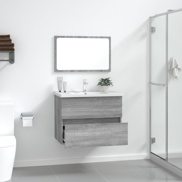 Set de muebles de baño 2 pzas madera contrachapada gris sonoma M 3