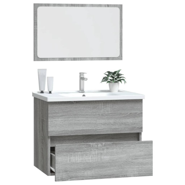 Set de muebles de baño 2 pzas madera contrachapada gris sonoma M 5