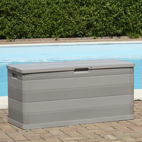 Caja de almacenamiento de jardín gris 117x45x56 cm M 5