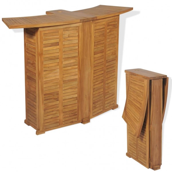 Mesa de bar plegable de madera teca maciza 155x53x105 cm M 3