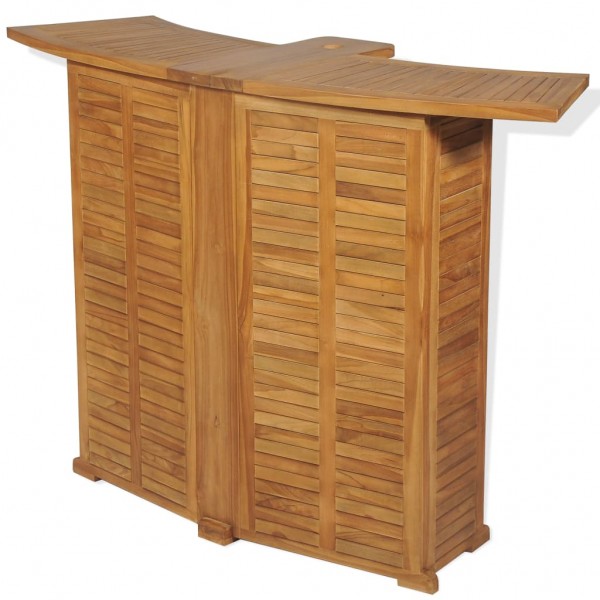 Mesa de bar plegable de madera teca maciza 155x53x105 cm D