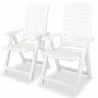 Cadeiras de jardim reclináveis 2 pcs plástico branco 1