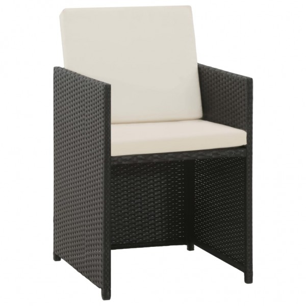 Set comedor de jardín 5 piezas y cojines ratán sintético negro M 4