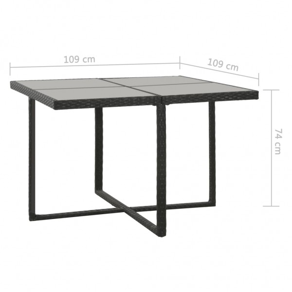 Conjunto de jantar para jardim 13 pcs vime PE preto M 5