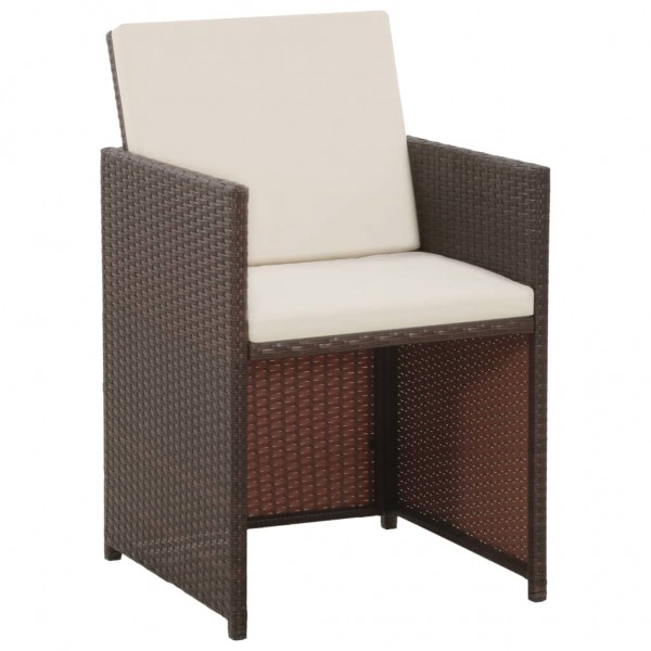 Set comedor de jardín 5 piezas y cojines ratán sintético marrón M 3