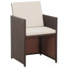 Set comedor de jardín 5 piezas y cojines ratán sintético marrón 3
