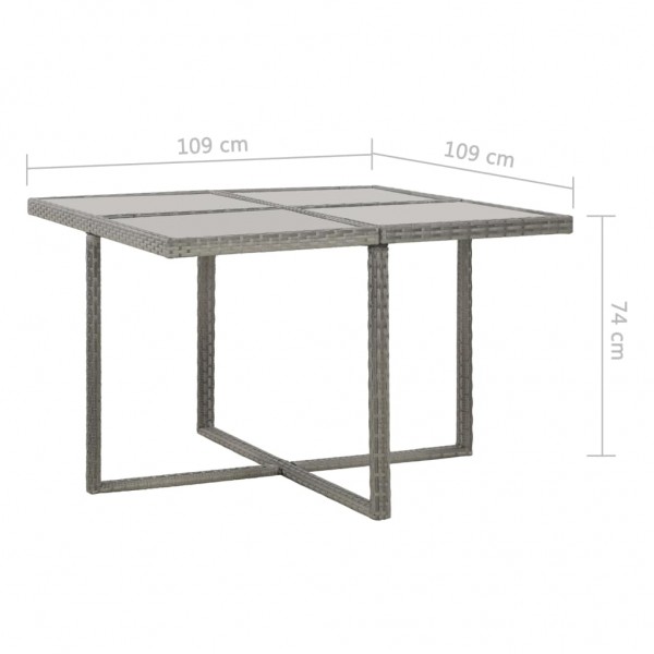 Set de comedor de jardín 5 pzas y cojines ratán sintético gris M 5