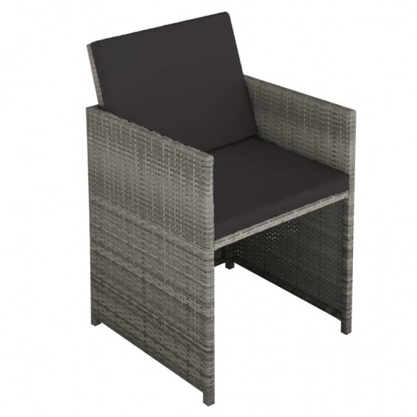 Conjunto jantar p/ exterior com almofadões 6 pcs vime cinzento M 5