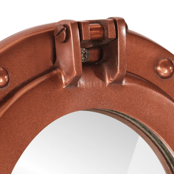 Espelho de parede estilo escotilha Ø38 cm alumínio e vidro M 5