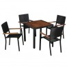Set comedor jardín 5 pzas ratán sintético y madera acacia negro 1