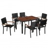 Set comedor jardín 7 pzas ratán sintético y madera acacia negro 1
