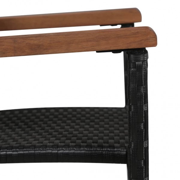 Set comedor jardín 7 pzas ratán sintético y madera acacia negro M 5