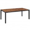 Set comedor jardín 9 pzas ratán sintético y madera acacia negro 2